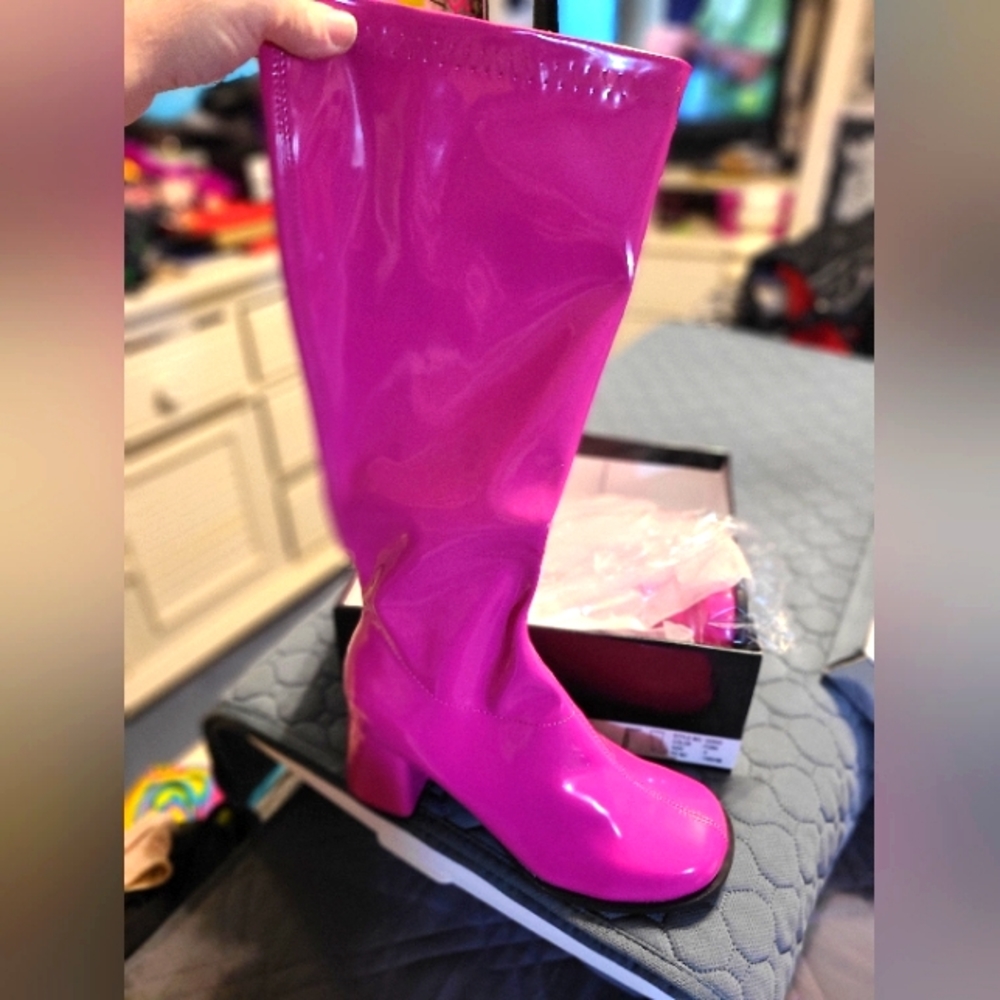 Hot pink knee-high boots size 9 brand new